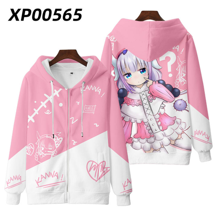 3D print Anime Miss Kobayashi's Dragon Maid Cosplay Costume Kanna Kamui Tohru Quetzalcoatl Unisex 3D Hoodie Zipper Hooded Jacket