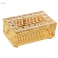 Crystal Tissue Box Cover Decorative Paper Box for Bedroom Dresser Dining Golden. 