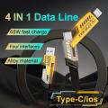 Pd 65w Usb Tpyec Fast Charging Cable Nylon Braided Cord 4-in-1 For iPhone IPad MacBook Samsung Xiaomi One Plus 1m 1.5m 2m Data c. 