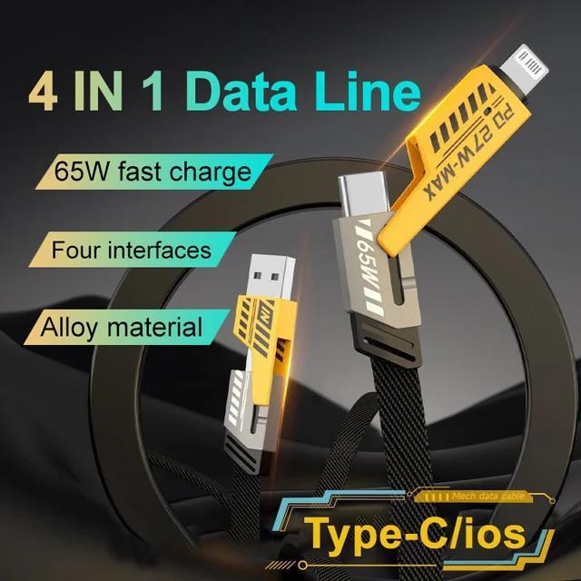 Pd%2065w%20Usb%20Tpyec%20Fast%20Charging%20Cable%20Nylon%20Braided%20Cord%204-in-1%20For%20iPhone%20IPad%20MacBook%20Samsung%20Xiaomi%20One%20Plus%201m%201.5m%202m%20Data%20c%20-%20Image%206