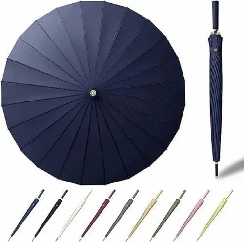 24-Rib Long Handle Umbrella – Heavy-Duty Windproof Design StormShield ...