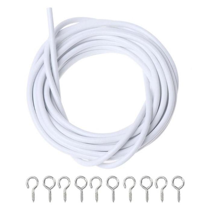 White Windows With Hooks And Eyes Net Curtain Wire Expanding Cable Line ...