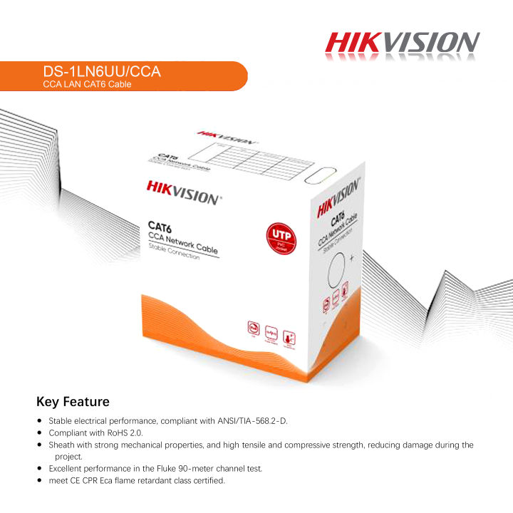Hikvision CAT6 Network Cable Hikvision 305m Copper Plated Network Data Ethernet Cable / Gigabit Lan Ethernet cable / High Performance Copper Plated Networking Cable  / Copper Plated cat 6 cable / cat 6 Ethernet cable / Copper Plated cat 6 Lan cable