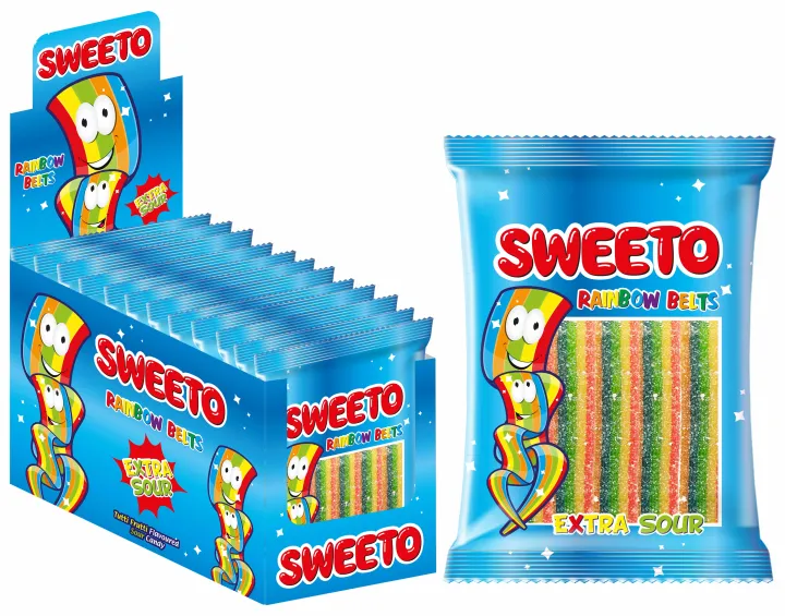 Sweeto Rainbow Licorice Sour Belts Fruit Flavour 80g