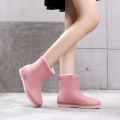 Rain Boots Women's Fashionable Outer Wear Fleece-Lined Waterproof Mid-Calf Rain Boots Non-Slip Wear-Resistant Cotton-Padded Detachable Silicon Shoes. 