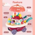 Iskiddo 30 PCS / 42 Pcs Ice Cream Candy Cart Kitchen Playset Kids Toy Girls Pretend Play Toys Troli Aiskrim Music Light. 