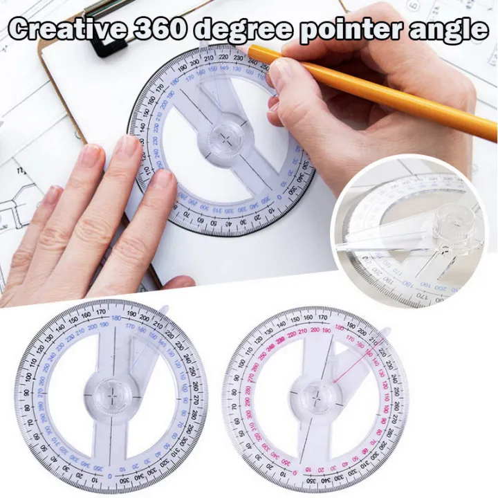 Pointer Plastic Ruler Newest Portable Diameter Of 10cm Plastic 360 Degree Pointer Protractor ...