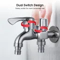 EsoGoal Faucet Washing Machine Faucet Dual Port Alloy Faucet Multi-function Faucet Double Spout Water Mixed Tap Two Way Water Washer Tap Double G1/2 Port Interface Bathroom Water Tap. 