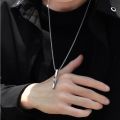 Personality Men Spiral Rectangle Necklace Minimalist Simple Ins Men's Pendant Jewelry. 