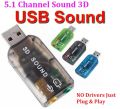 USB 3D Sound Card, 5.1 USB External Stereo Sound Card with 3.5mm Headphone and Microphone Jack Converter for Windows, Mac, Linux, PC, Laptop, Desktop. 