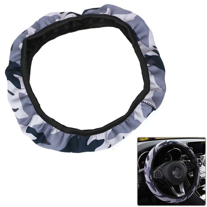 【Gray camouflage】 Interior Accessories Camouflage DIY Car Steering-wheel Cover Steering Cover Fit For Most