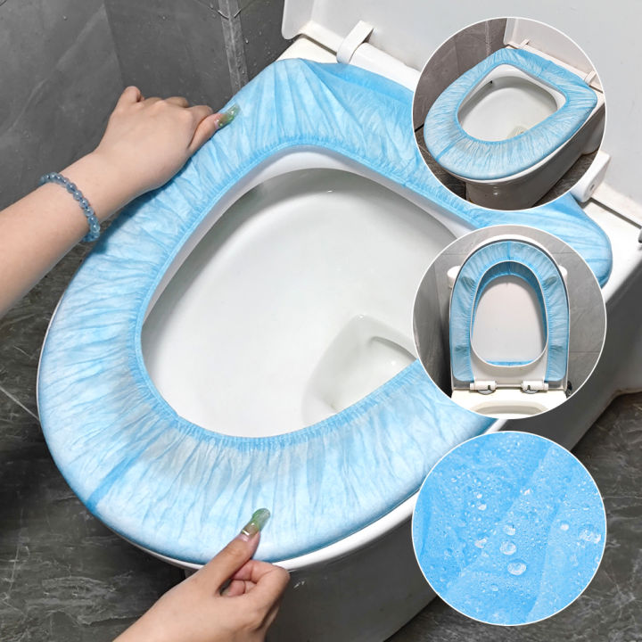 1/5Pcs Disposable Toilet Cushion Travel Portable Toilet Sticker Cushion Paper Non-Woven Waterproof Universal Toilet Cover
