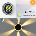 Auoyo solar led outdoor ground garden light Waterproof Courtyard Wall Step Lamp Decoration Solar Fence Light Round Warm Lighting. 