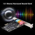 PCI-E Express Expansion Card 5.1 Sound 5 Port Sound Card Stereo Surround Sound Card for Desktop Black. 