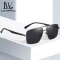 LouisWill Men Sunglasses Double Beam Frame UV400 Polarized Glasses Square Shape Sunglasses Eyewear Ultra Light Elastic Leg Anti Glare Glasses Outdoor Sports Driving Sunglasses. 