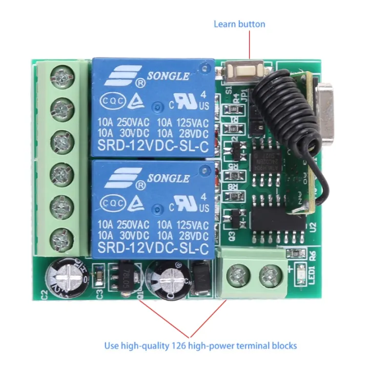 Professional%20Dc%2012v%202ch%20Relay%20Wireless%20Remote%20Control%20Switch%20Module%20Rf%20433mhz%20Remote%20Controller%20-%20Image%202