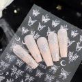 【ALLGOOD】1PC DIY Aurora Silver Butterfly Nails Stickers Snake Dragon Heart Star Moon Self-adhesive Foils Sparkly 3D Nail Art Decal Decoration. 