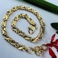 BOOM Gold plated stylish rich look 4 mm Singapore design bracelet with crosscut for girl and women.. 