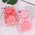 3-Piece Newborn Baby Girl Headbands - Flower Bow Knot Hair Accessories. 