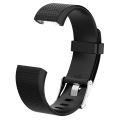 For Fitbit Charge 2 Common Texture Silicone Watch Band with Buckle, Size:S(White). 