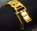 Gold Plated High Quality Machine Cut Big Wide Albert Bracelet Box clasps 19CM gift items for boys. 
