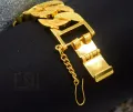 Gold Plated High Quality Machine Cut Big Wide Albert Bracelet Box clasps 19CM gift items for boys. 