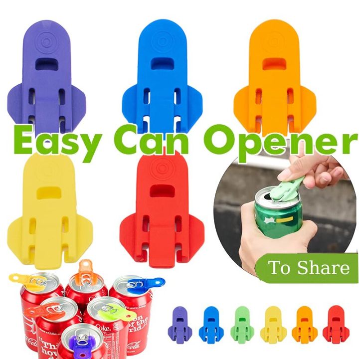 【HOT】 Easy Can Opener Manual Reusable Opener For Coke Beer Soda Drink Aluminum Beverage Can Top Ring Opener Tool Camping Random Color