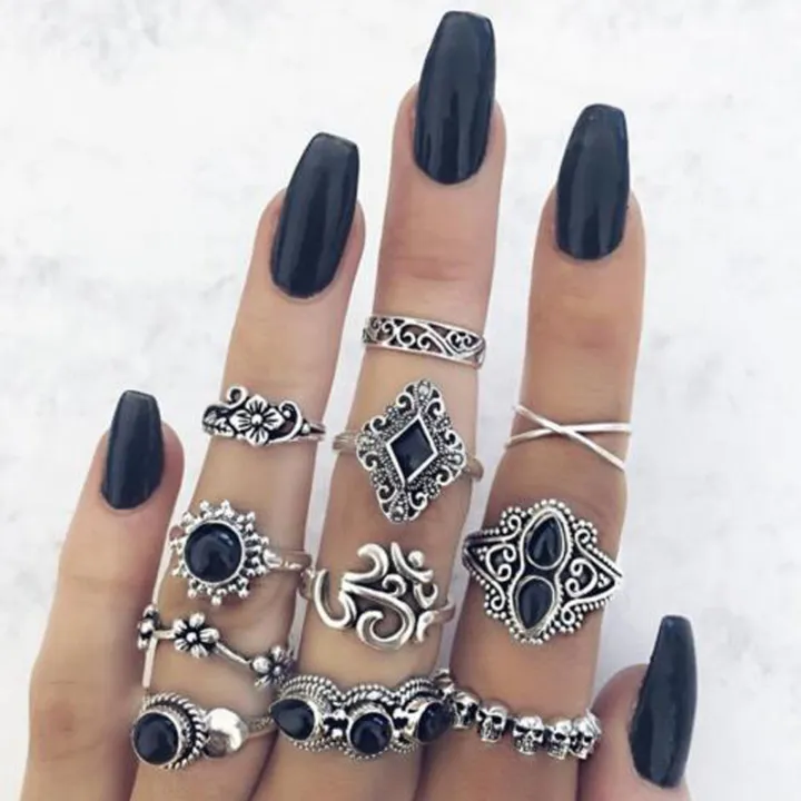 10%20Style%20Black%20Opal%20Stone%20Crown%20Flower%20Elephant%20Crescent%20Ring%20Set%20for%20Women%20Metal%20Jewelry%20Accessories%20-%20Image%204