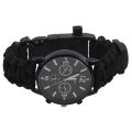 【Good selling】multi-function outdoor sports waterproof hand-woven Luminous bracelet umbrella rope camping hiking fashion watch accessories watch survive tool Black. 
