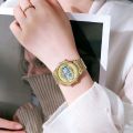 Vintage Fashion Small Round Watch Steel Band Small Gold Watch Unisex Hong Kong Style Exquisite Digital Display Luminous Electronic Watch. 