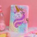 Cartoon Cute Unicorn Notebook Plush Hand Book Diary Book With Lock For Kids Student School Sketchbook Stationery Gift. 