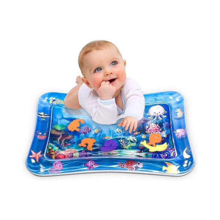 Baby Slapped Pad Kids Water Play Mat Toys Inflatable Tummy Time Leakproof Water Mat Non Toxic Water Play Mat Toys for Boys Girls Infant Toy Fun Activity Crawling Floor Bed for Toddlers Random Design