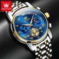 OLEVS Luxury Watch for Man Quartz Sports Men Watch Waterproof Luminous Stainless Steel Chronograph Men's Watches Clock Blue. 