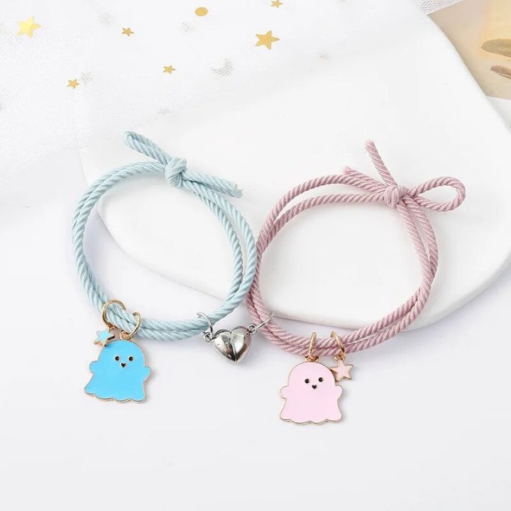 2Pcs%20Romantic%20Couple%20Heart%20Magnetic%20Attracting%20Bracelets%20for%20Girl%20Cute%20Cartoon%20Ghost%20Pendant%20Bracelet%20Friendship%20Halloween%20Gift%20-%20Image%202