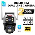 ITECH 4K 8MP 4G SIM Camera Dual Lens Outdoor Waterproof 360° Human Detect Video Surveillance CCTV Security Protection PTZ Q13 Cameras 4D. 