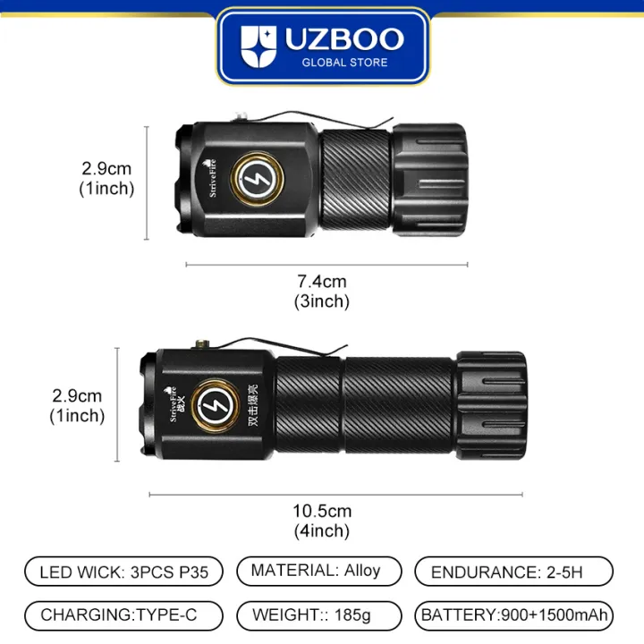 UZBOO%20Upgrade%20Mini%20Flashlight%20Extension%20Tube%20High%20Bright%20Flashlight%20LED%20Torch%20Light%20Outdoor%20Pocket%20Size%20Flashlight%20Rechargeable%20Waterproof%20Torch%20Light%20for%20Hiking%20Hunting%20Camping%20-%20Image%209