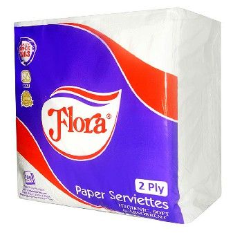 Flora Paper Serviettes 2Ply 100S