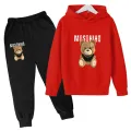 Children's Hoodie Cute Bear Print Sweatshirt Top+trousers 2P Boys Girls Boys Pullover Outdoor Sports Charming Fashion Casual Set. 