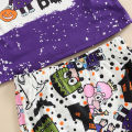 Toddler Girl Halloween Outfits, Cartoon Pattern Long Sleeve Ruffles Decor T-Shirt + Elastic Waist Flare Long Pants Set. 