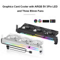 2 In 1 Rgb Gpu Holder With 3x80mm Fans Argb Horizontal Graphic Cards Bracket Video Support 5v3pin Radiator Cooling Fan. 