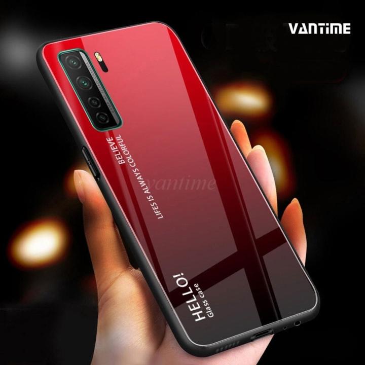 Vantime for Huawei Nova 7 SE 5G Case Gradient Phone Back Hard Glass Cover