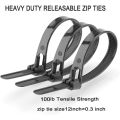 NXFDSIOZ Releasable Zip Ties 12Inch Heavy Duty Zip Tie Thick Black Cable Ties 100Lb Tensile Strength Nylon Cable Wire Ties 100Pcs. 