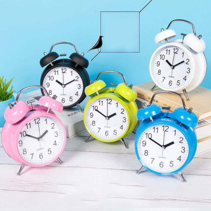 4 Inch Twin Bell Alarm Clock Cute Mini Time Stainless Steel