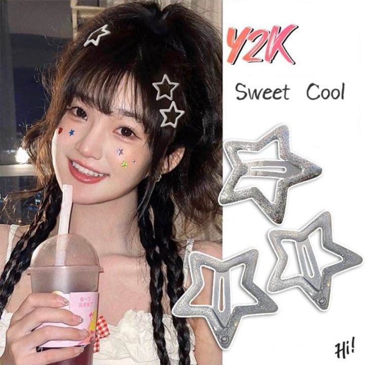 Korean Style Fashion Waterdrop Sequin Star Shape Metal  Color Hair Clips Women Girls Minimalist Y2k Side Bangs BB Snap Hair Pins Hair Accessories