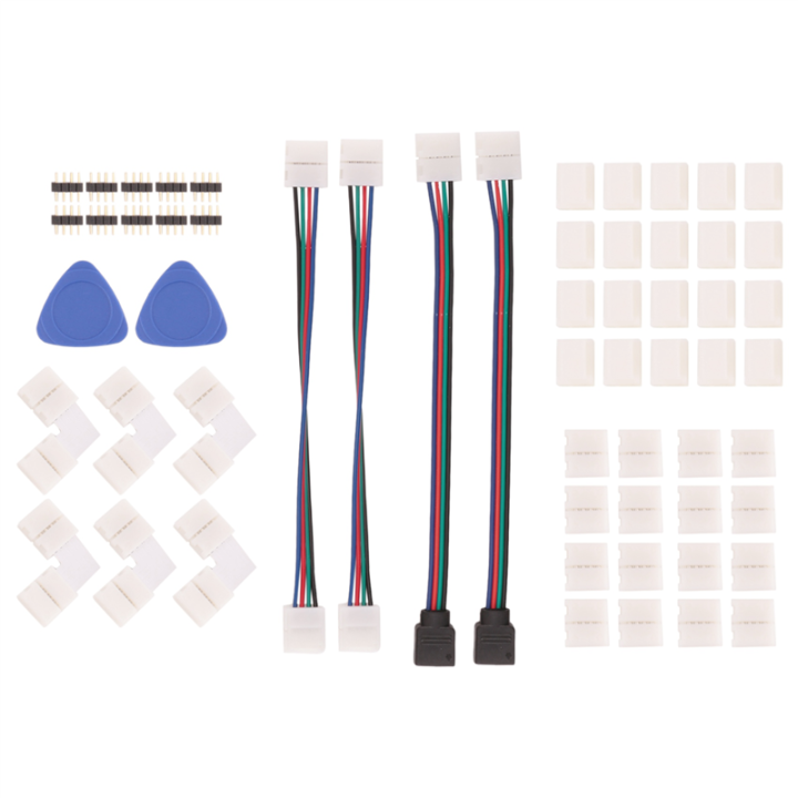 LED Strip Connector 4 Pin 10mm Solderless RGB Light Strip Connector for 5050 SMD - Gapless Connectors,L Shape Connectors