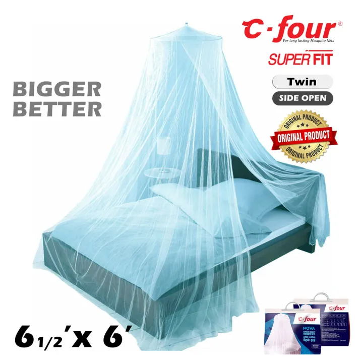 C four Superfit Square framed Side Open Mosquito Net for Twin Bed ( 6 x 6 )