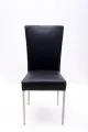 Modern Dining Chair with Black Vinyl Upholstery. 