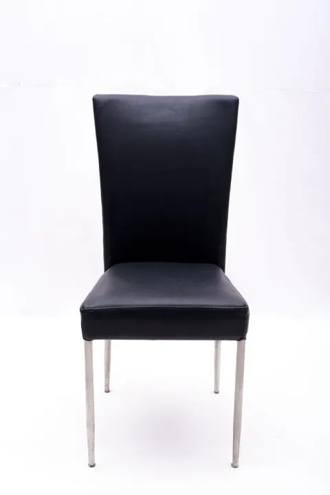 Modern Dining Chair with Black Vinyl Upholstery