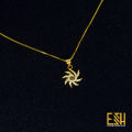Gold plated 18/24 Inch Short Box Chain 01MM With Small Star Sun Theme Pendant. 