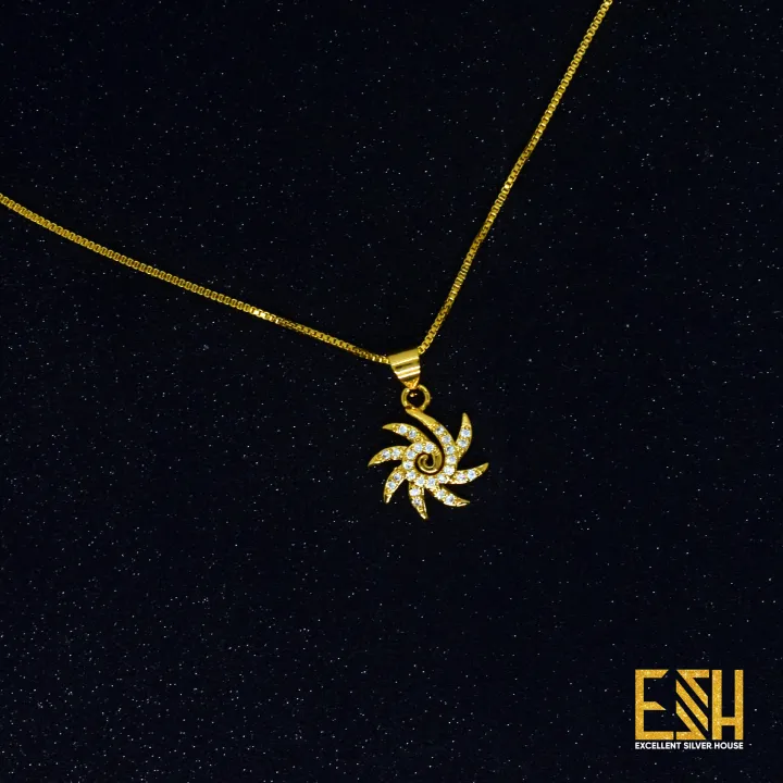 Gold%20plated%2018/24%20Inch%20Short%20Box%20Chain%2001MM%20With%20Small%20Star%20Sun%20Theme%20Pendant%20-%20Image%205